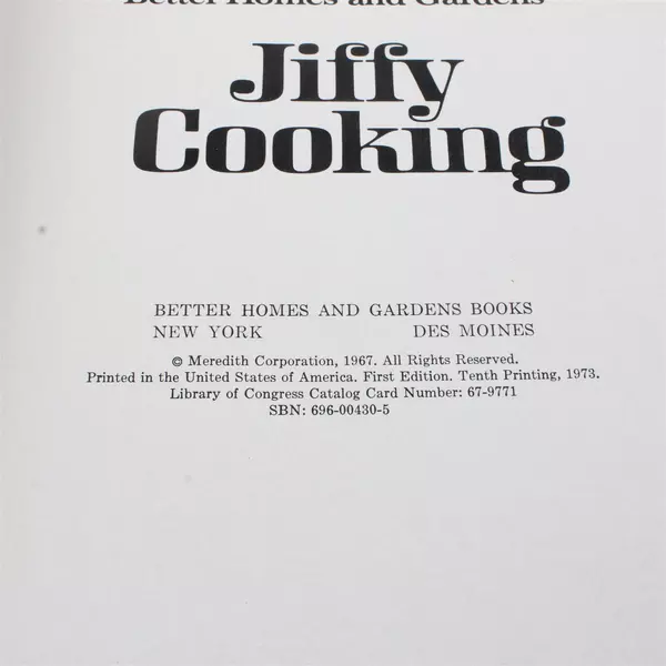 Better Homes and Gardens Jiffy Cooking 1973 Hardcover Cookbook Vintage 