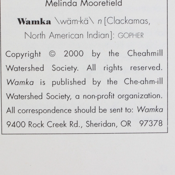 Wamka Journal Cheahmill Watershed Society Yamhill Oregon Ecology 2000 No 5