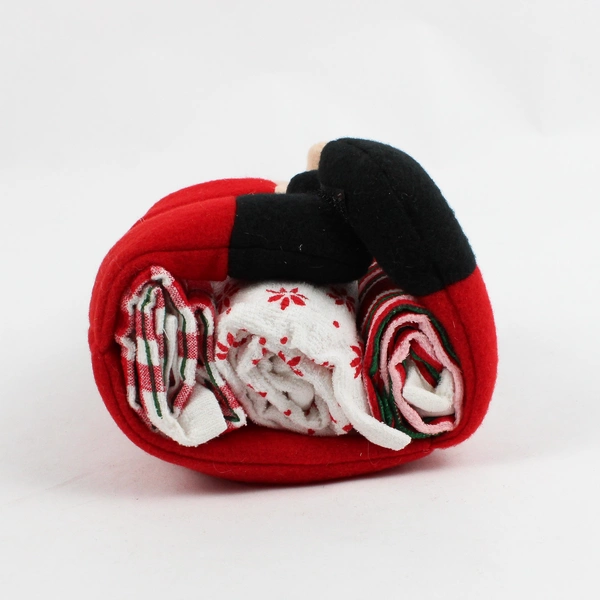 Decorative Santa Claus Christmas Dish Towel Holder w/ 3 Towels