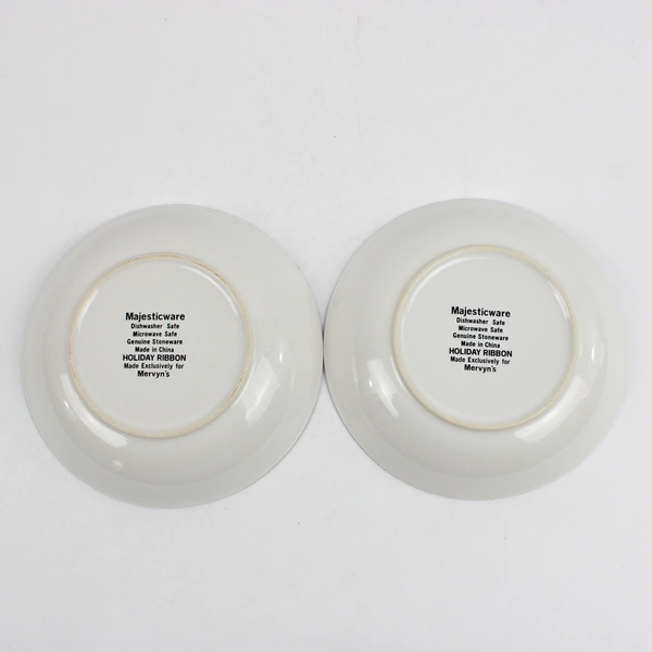 Set of 2 Mervyn's Majesticware Holiday Ribbon Salad Bowls 7 3/4"