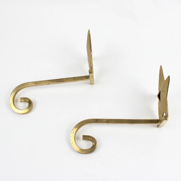 Set of 2 Vintage Solid Brass Star Stocking Holder Hooks