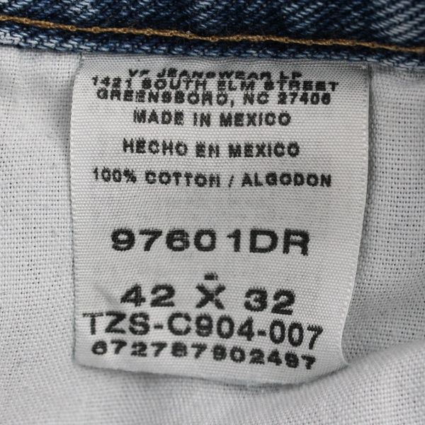 Wrangler Men's 42x32 Light Wash Straight Leg Denim Jeans