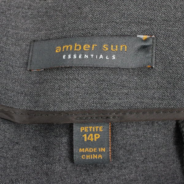 Amber Sun Essentials Women's 14P Gray Straight Leg Slacks