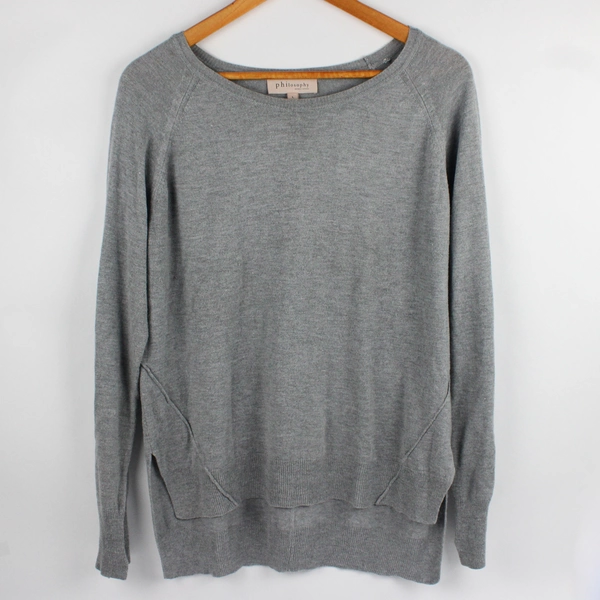 Philosophy Republic Women's L Gray Knit Long Sleeve Lightweight Pullover
