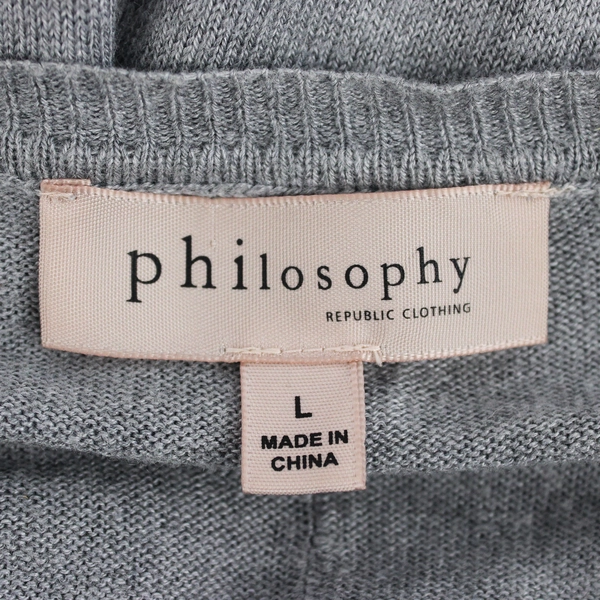 Philosophy Republic Women's L Gray Knit Long Sleeve Lightweight Pullover