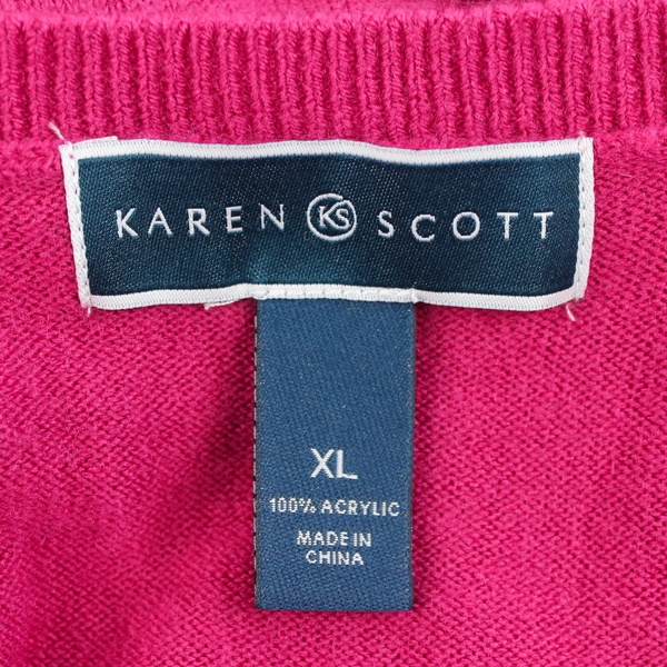 NWT Karen Scott Women's XL Raspberry Fuzzy Sweater 