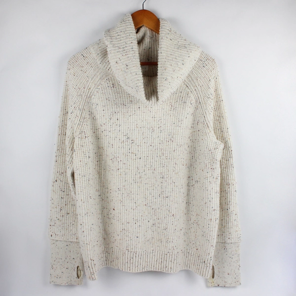 Market & Spruce Women's XL Beige Spotted Turtleneck Knit Sweater