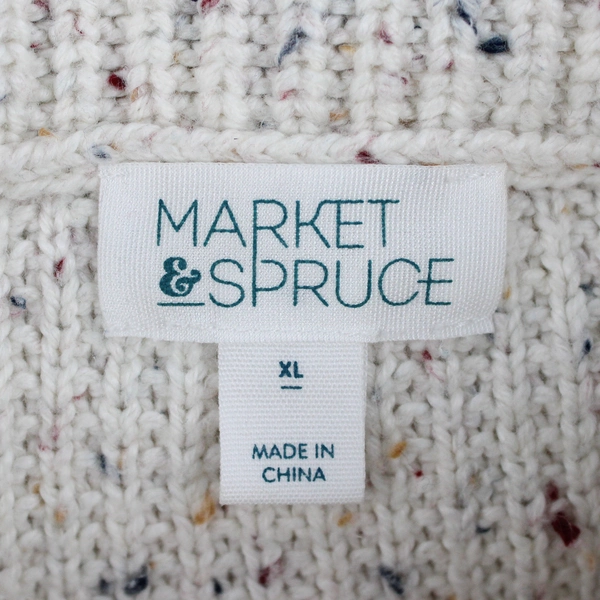 Market & Spruce Women's XL Beige Spotted Turtleneck Knit Sweater