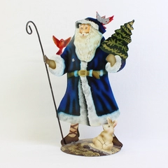VTG 1998 Enesco Metal Old World Santa Standee 10.5" FLAWED