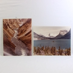 Lot Of 2 Vintage Color Photos Yellowstone Glacier National Parks