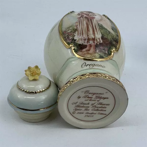 Bradford A Touch of Heaven Porcelain Spice Jar Set 2 Basil And Oregano