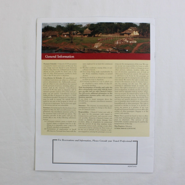 Classical Cruises Circumnavigation of Africa 2003 Travel Brochure