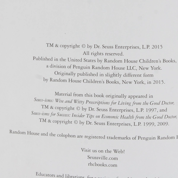 Seuss-isms! A Guide to Life by Dr Seuss 2015 Hardcover Dust Jacket