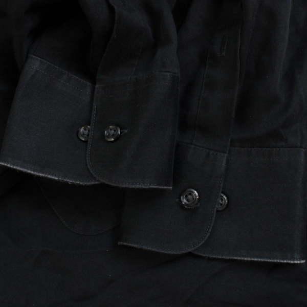 Geoffrey Beene Solid Black Sateen Button-Up Dress Shirt Men's Size Large 16