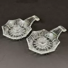 2 Princess House Highlights Lead Crystal Chamberstick Taper Candle Holders 852