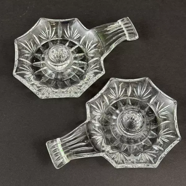 2 Princess House Highlights Lead Crystal Chamberstick Taper Candle Holders 852