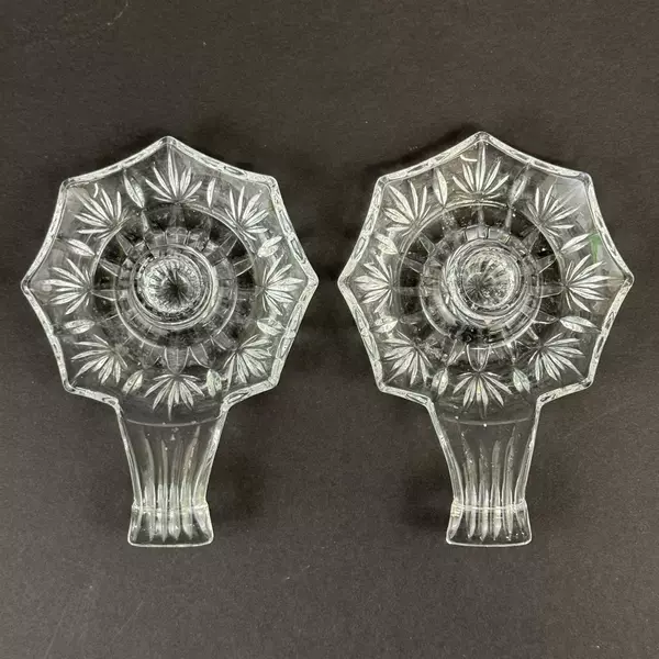 2 Princess House Highlights Lead Crystal Chamberstick Taper Candle Holders 852