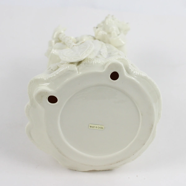 Unbranded Santa Holding Tree and Shovel Figurine Ivory with Gold Trim 10in Tall