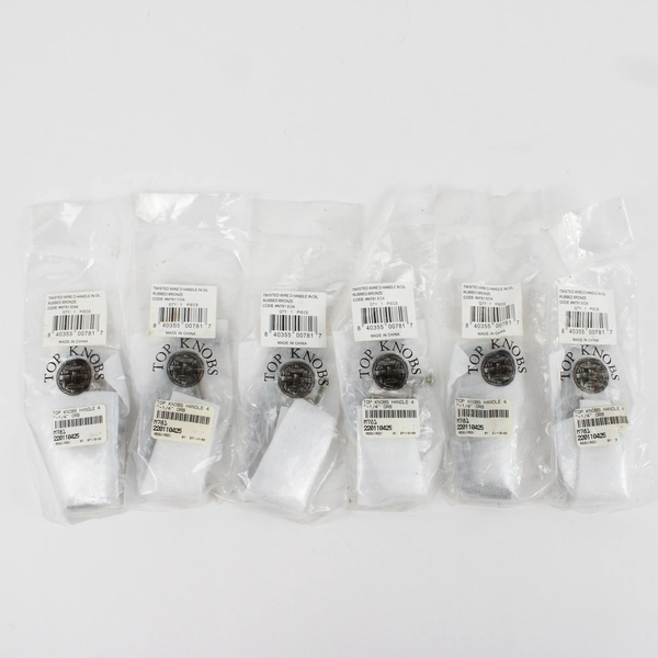 Lot of 6 Top Knobs 4"-1/4" Orb Twisted Wire D Handles in Oil Rubbed Bronze