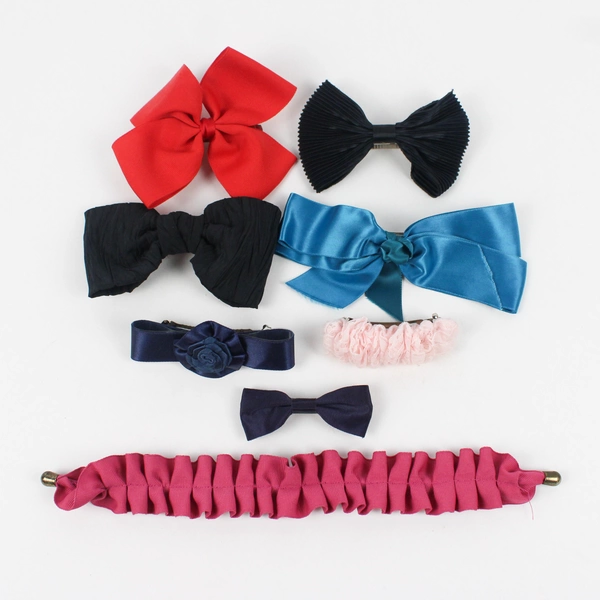 Lot of 8 Girls Hair Accessories Bows Clips Ties