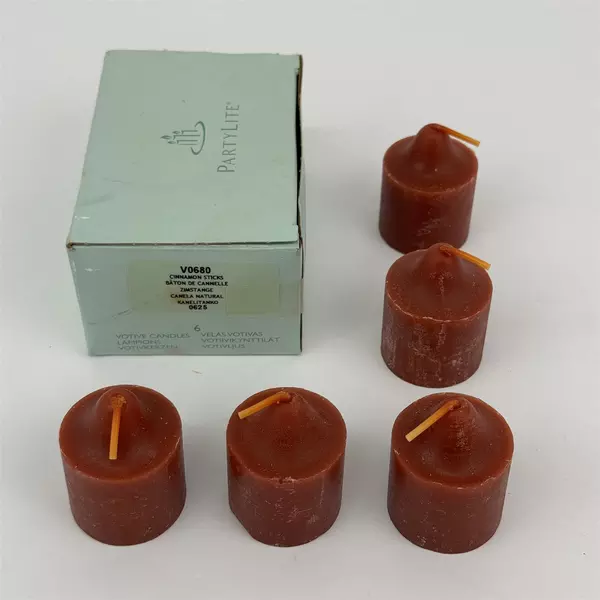 5 Party Lite Votive Candles Cinnamon Sticks V0680 With Original Box