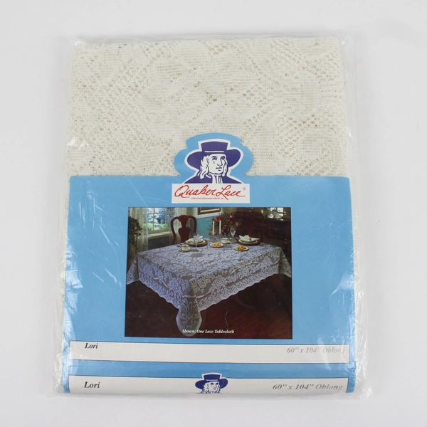 Quaker Lace Solid White Lace Tablecloth 100% Polyester Lori 60" x 104" Oblong