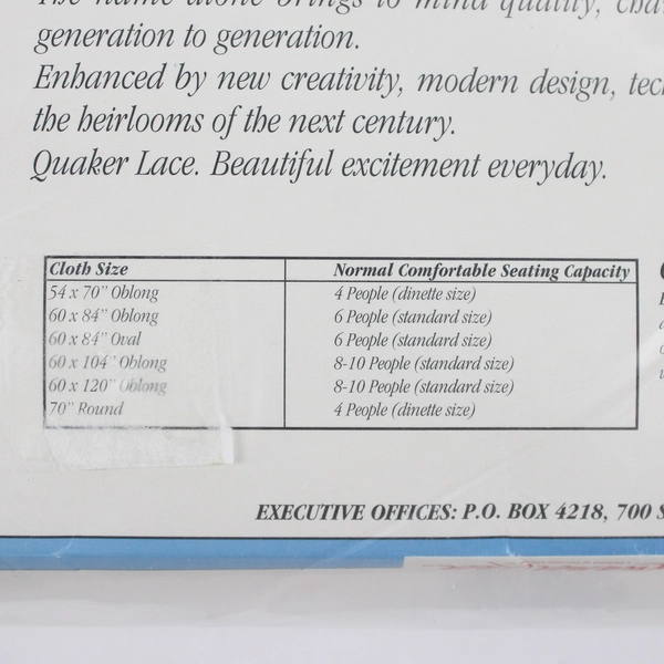 Quaker Lace Solid White Lace Tablecloth 100% Polyester Lori 60" x 104" Oblong
