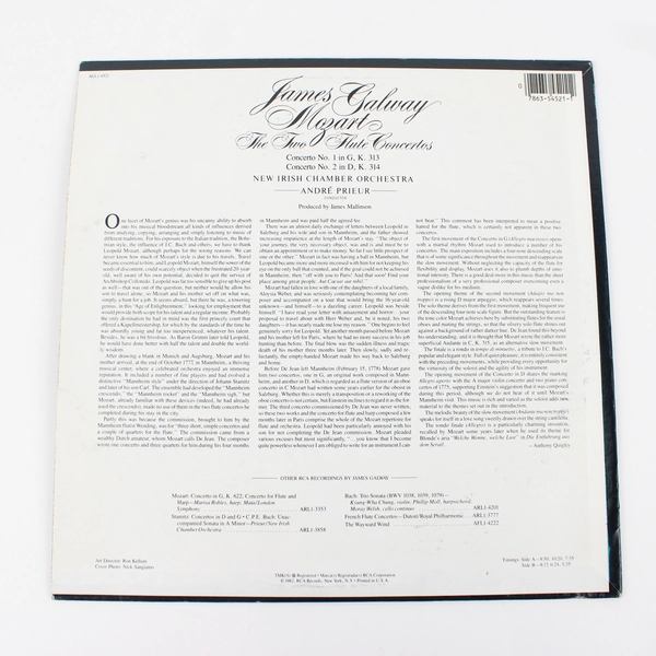 James Galway Mozart The Two Flute Concerto, AGL1-4521-A  1982
