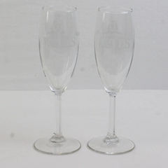 Lot Of 2 Matching Chase Limogere Kells Champagne Flute Glasses Clear 8" Tall
