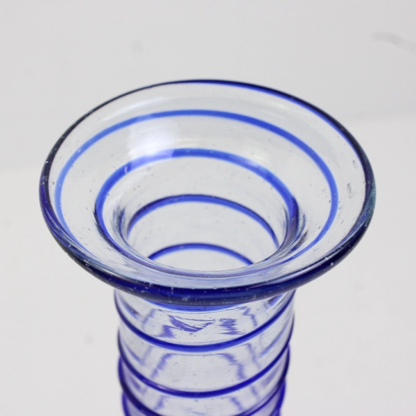 Unbranded Handblown Twisted Blue/Clear Glass Bud Vase/Candle Holder 7.5" Tall