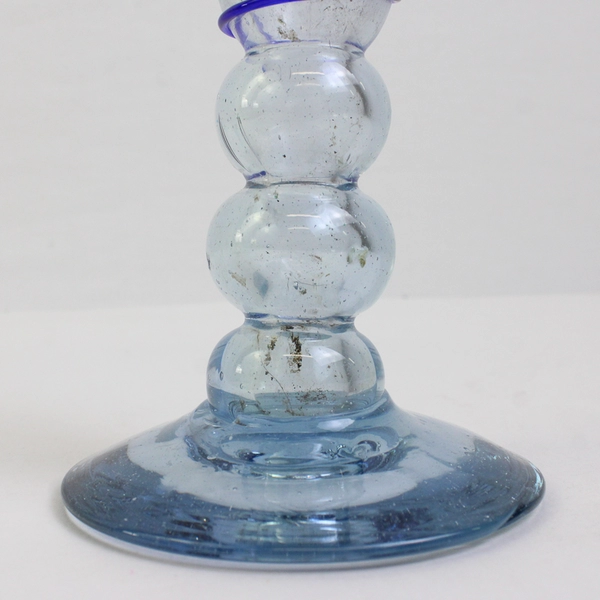 Unbranded Handblown Twisted Blue/Clear Glass Bud Vase/Candle Holder 7.5" Tall