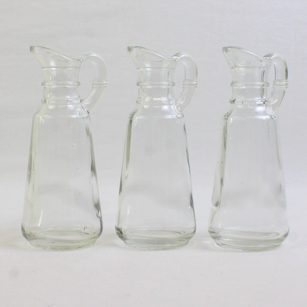 Lot Of 3 Anchor Hocking Presence Clear Glass Cruets Without Stoppers 5.75" Tall