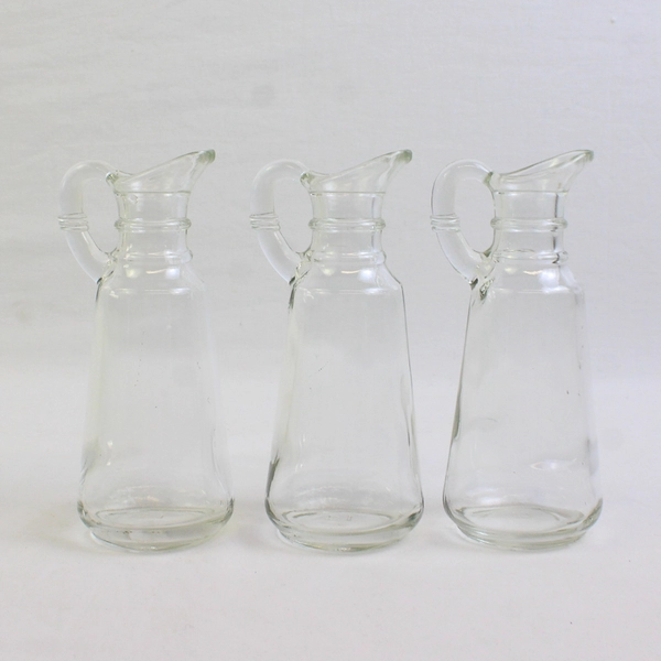 Lot Of 3 Anchor Hocking Presence Clear Glass Cruets Without Stoppers 5.75" Tall