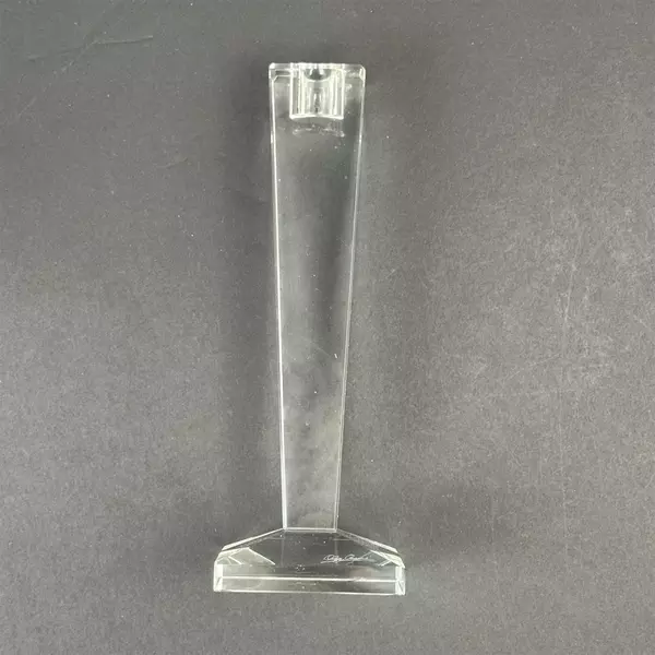 3-Piece OLEG CASSINI Graduated Size Alanna Clear Pillar Crystal Candlesticks