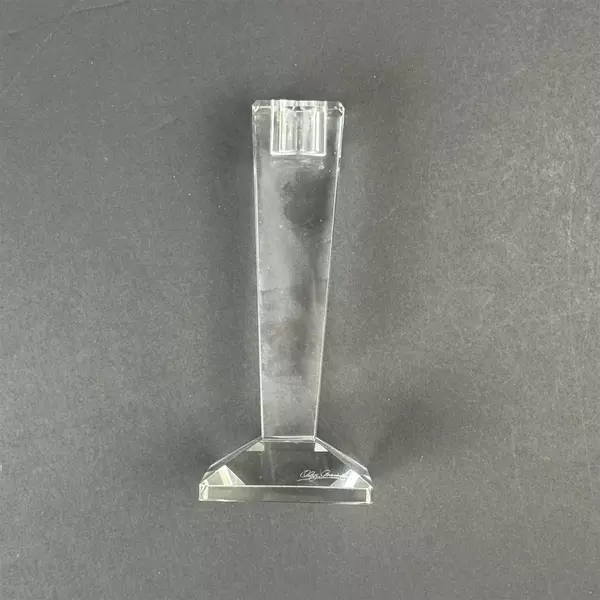 3-Piece OLEG CASSINI Graduated Size Alanna Clear Pillar Crystal Candlesticks