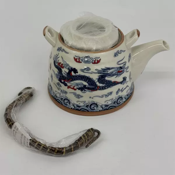 Mia Ko’s Best White Ceramic Teapot With Blue Dragon Open Box