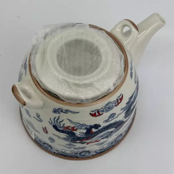 Mia Ko’s Best White Ceramic Teapot With Blue Dragon Open Box