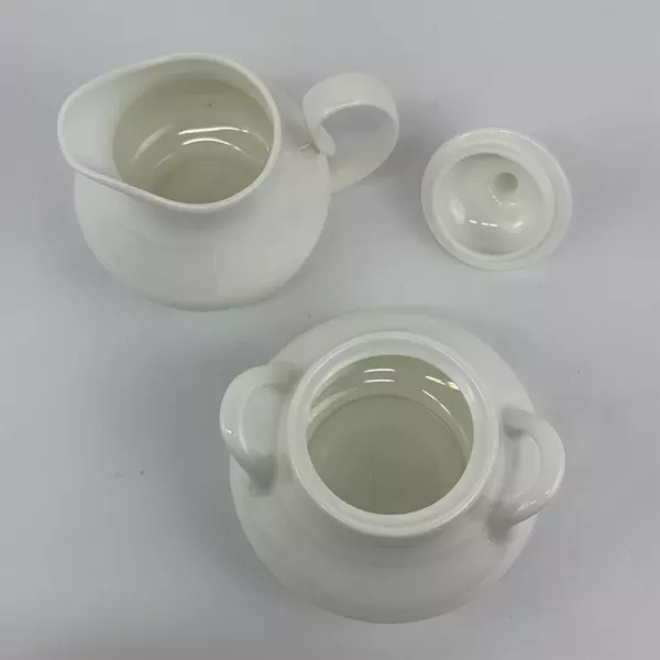 2009 Fitz & Floyd Nevaeh White Bone China Sugar Bowl and Creamer Set