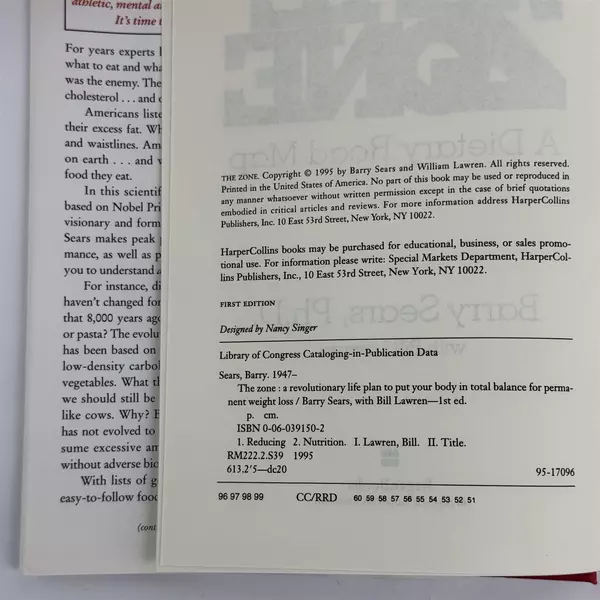 Enter The Zone: A Dietary Road Map Hardcover Barry Sears