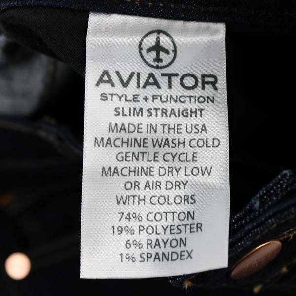 Aviator Women's 34 Slim Straight Dark Indigo Denim Jeans