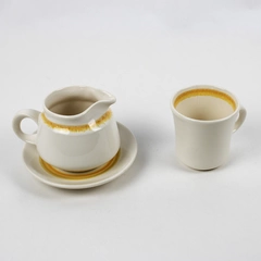 3 Pc Set Franciscan Sundance Flat Cup Saucer and Creamer FLAWED