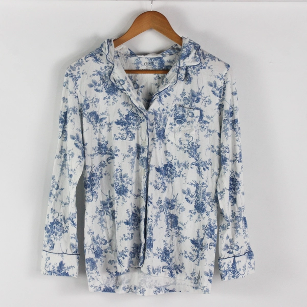 Set Of 2 Carole Hochman Blue/White Sleepware Set Top & Bottoms Womens Size M