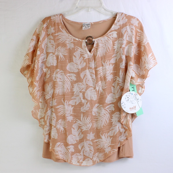 NWT Naif Peach Tropical Leaf Pattern Sleeveless Top Women's Size PXL
