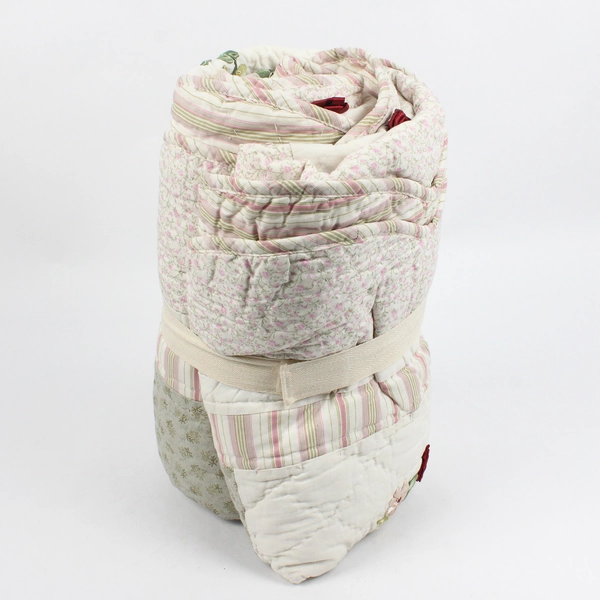 Sonoma Floral Applique Cotton Quilted Throw Blanket 50" x 60" FLAWED