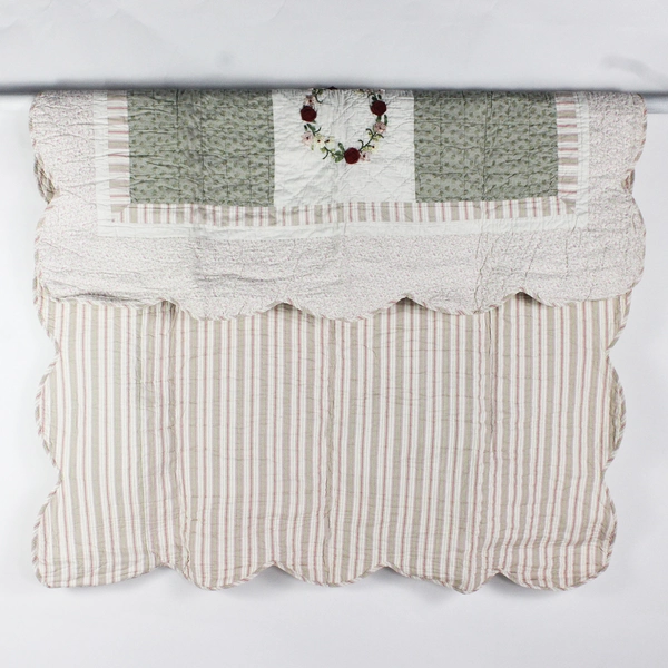 Sonoma Floral Applique Cotton Quilted Throw Blanket 50" x 60" FLAWED