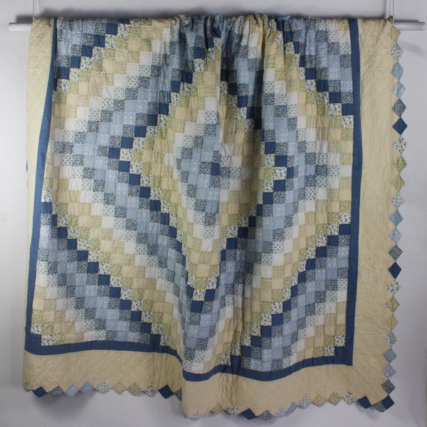 3 Piece PEM America Blue and Yellow Americana Home Queen Quilt Set