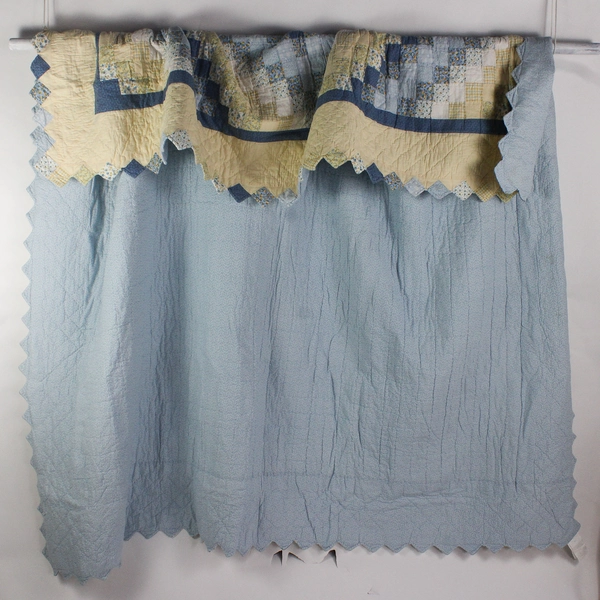 3 Piece PEM America Blue and Yellow Americana Home Queen Quilt Set