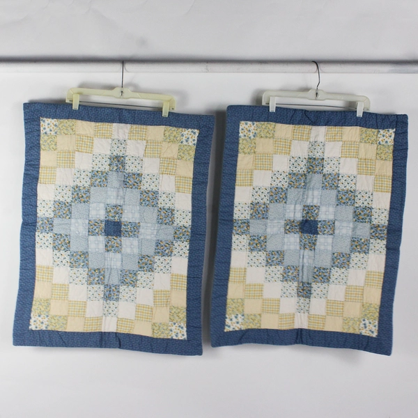 3 Piece PEM America Blue and Yellow Americana Home Queen Quilt Set