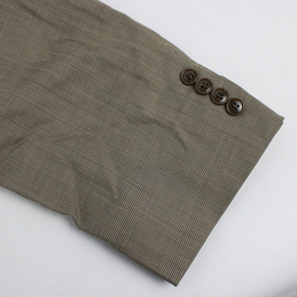 Jones New York Men's 44R Brown 100% Wool Glen Plaid Suit Jacket