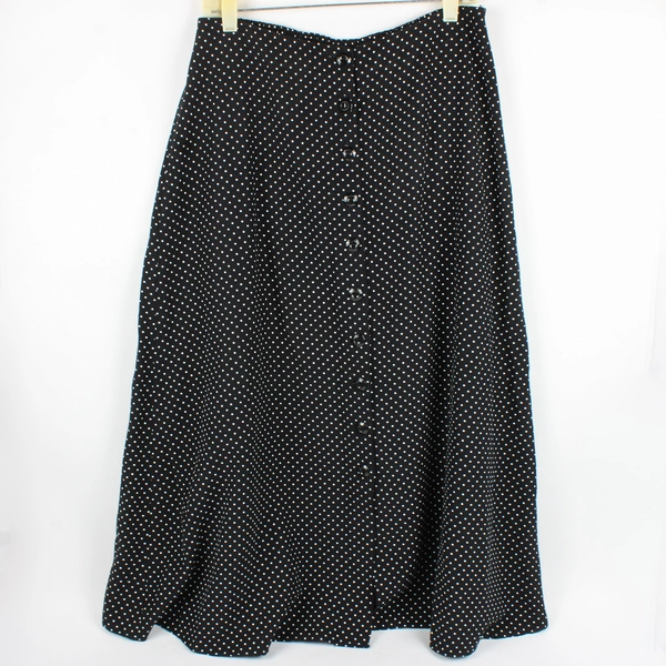 Dress Barn Black with White Polka Dot Button-Up Skirt Women's Size 14/16
